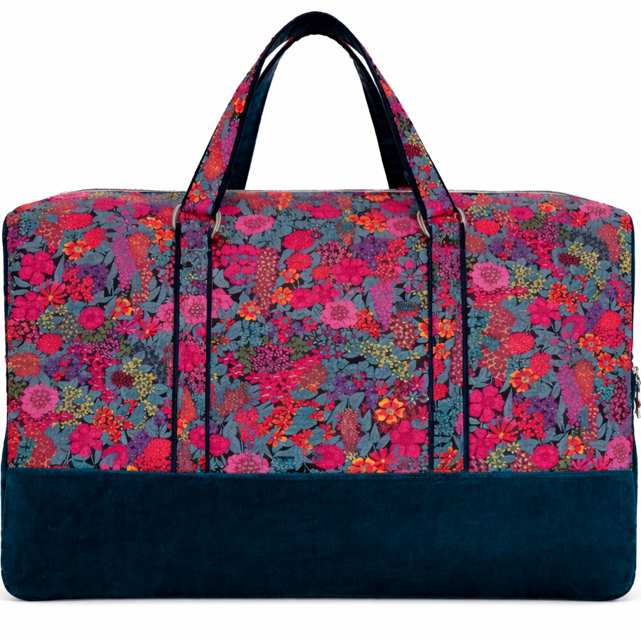 Sac week-end en velours et liberty