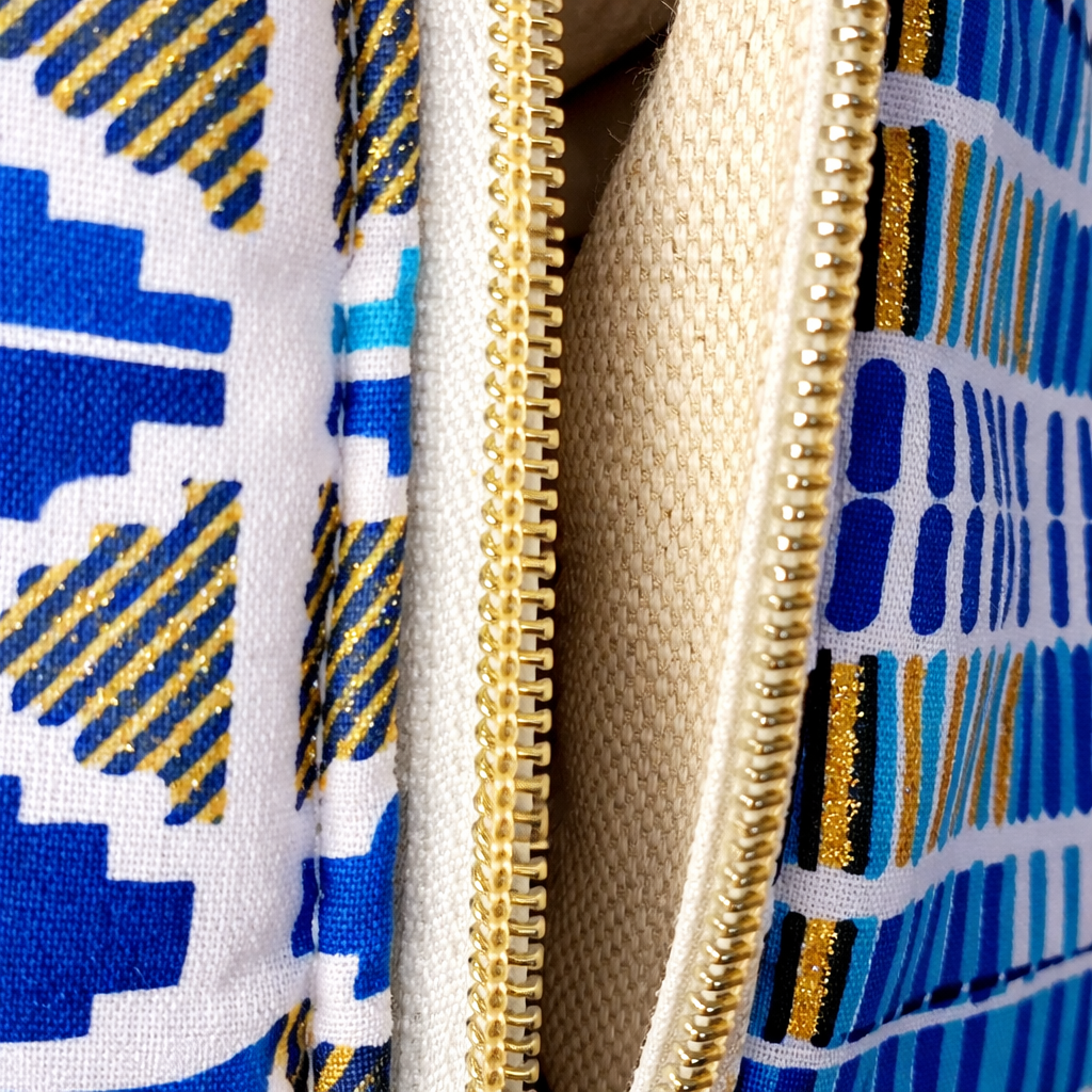 Trousse en wax - bleu doré