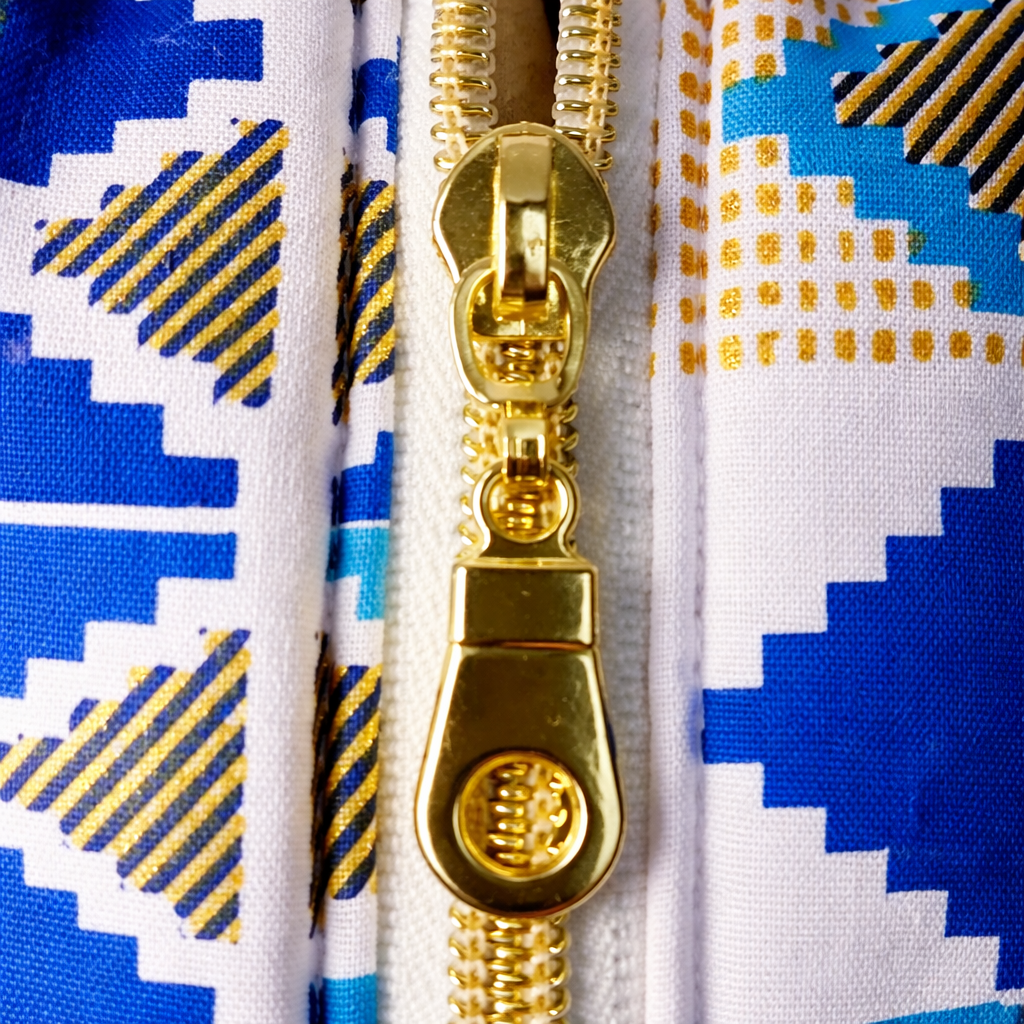 Trousse en wax - bleu doré