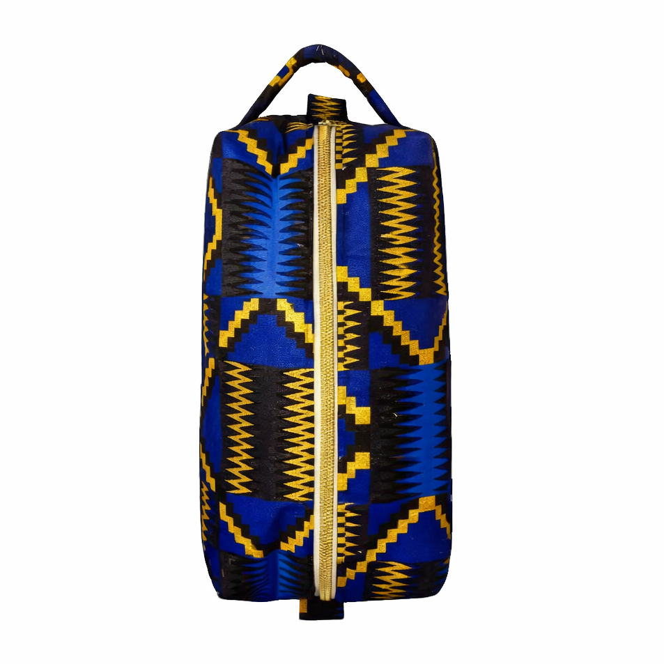 Trousse en wax - Bleu nuit doré