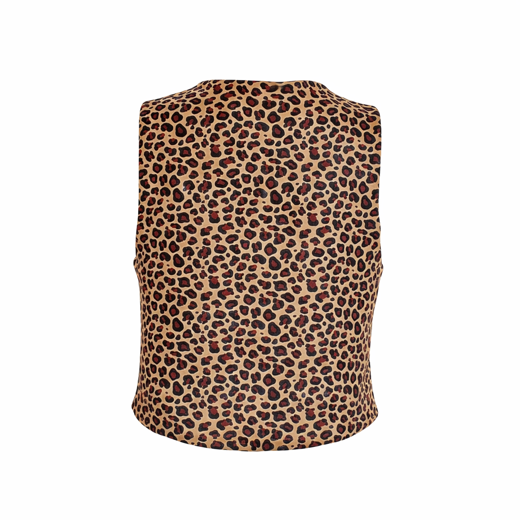 Gilet réversible : molleton léopard et fourrure sherpa