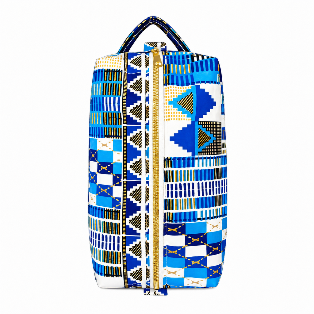 Trousse en wax - bleu doré