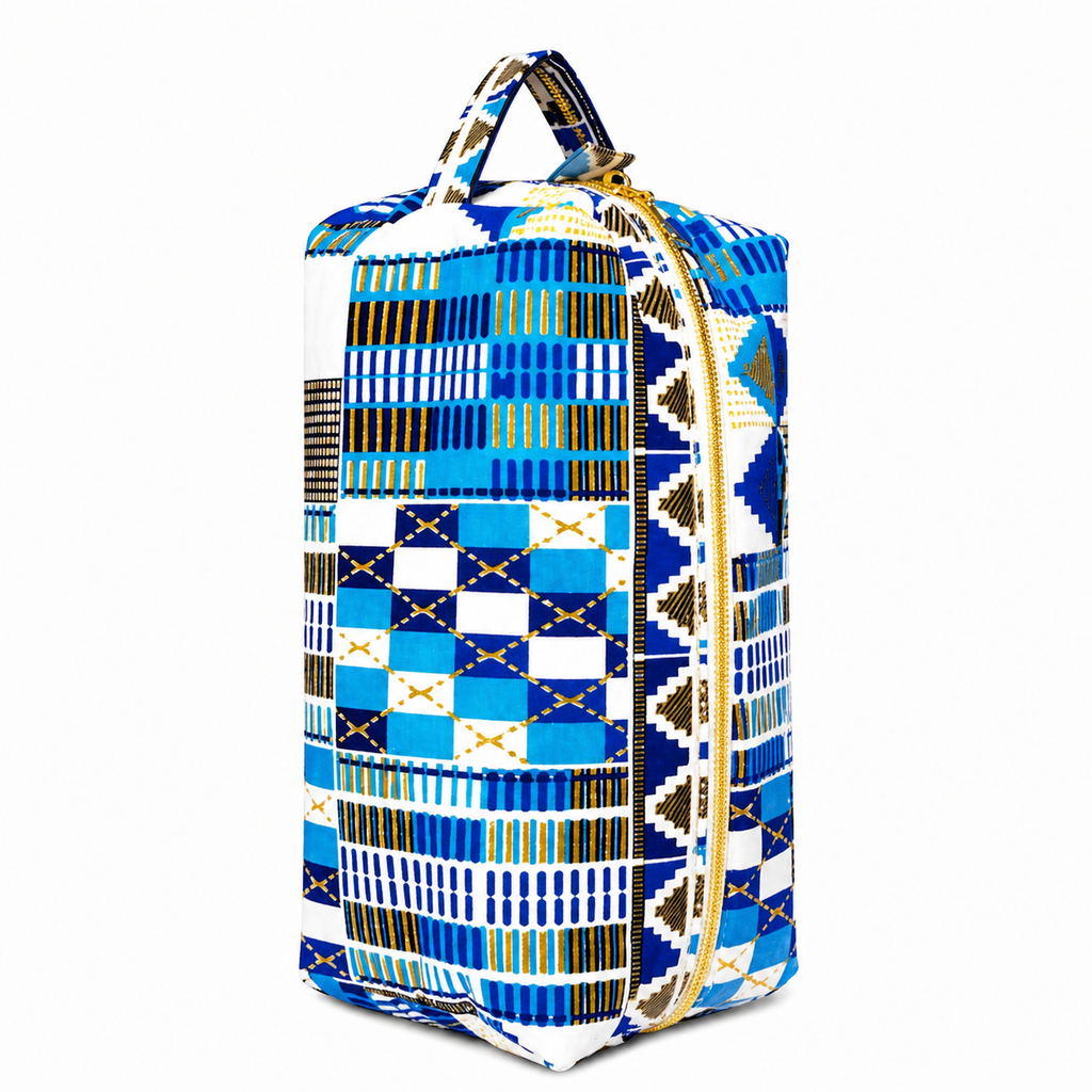 Trousse en wax - bleu doré