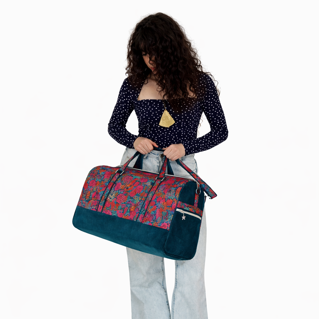 Sac week-end en velours et liberty