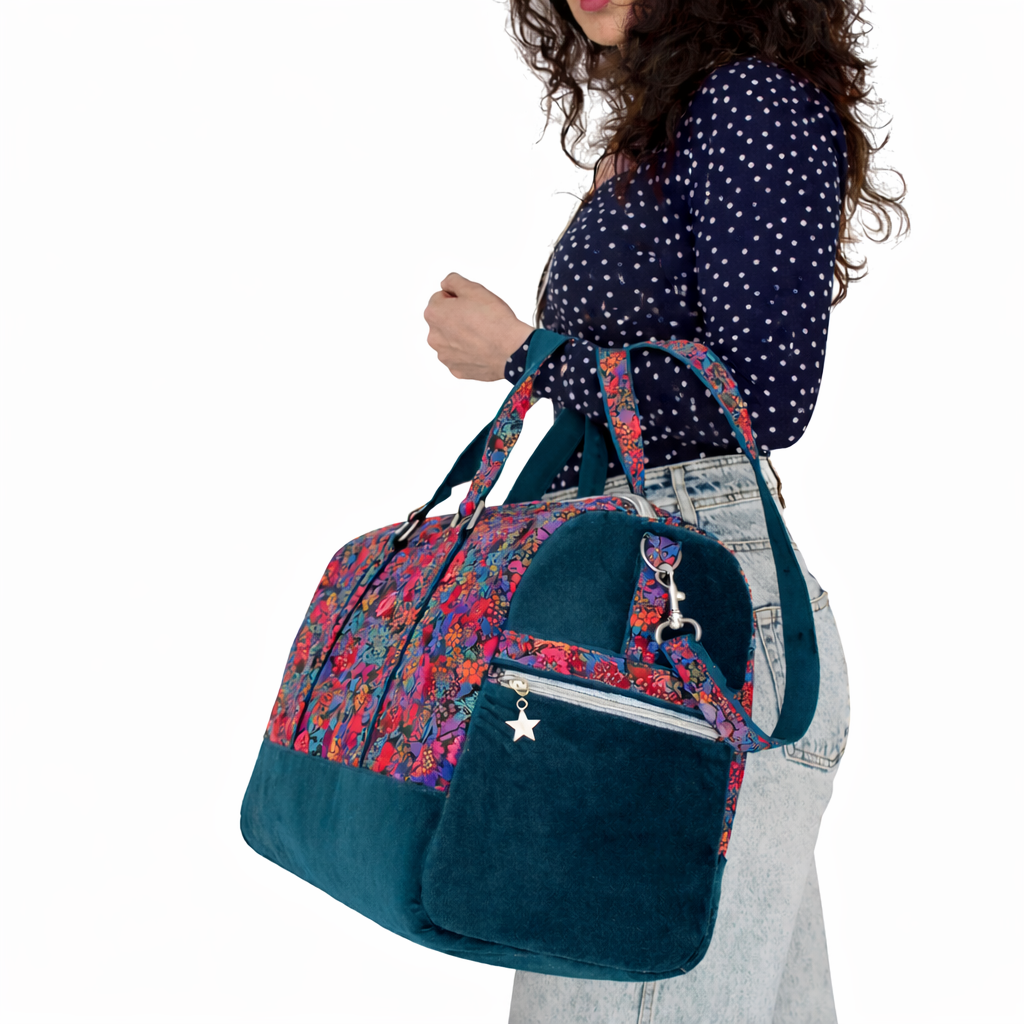 Sac week-end en velours et liberty