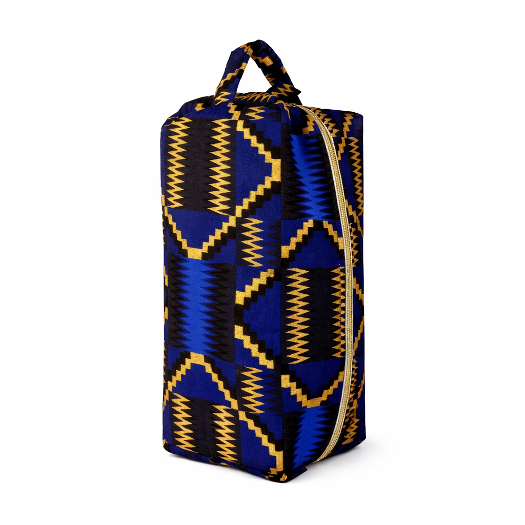 Trousse en wax - Bleu nuit doré