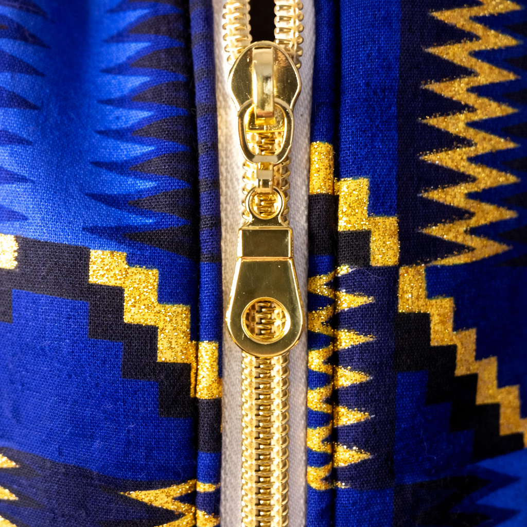 Trousse en wax - Bleu nuit doré